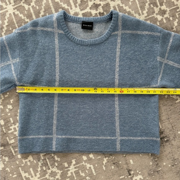 NWT Vici M Blue Sweater Balloon Sleeve Window Payne Knit Pullover never worn - Picture 8 of 11